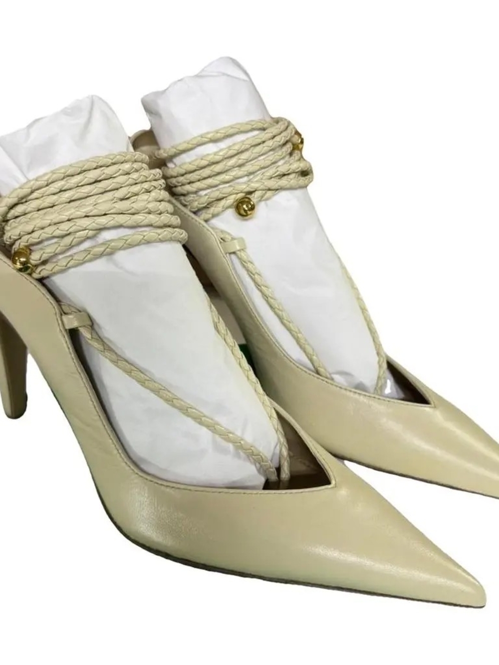 Bottega Veneta Pointed-Toe Women's Heels with Braided Ankle Straps and